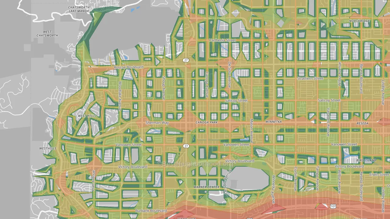 Canoga Park, CA Map of Noise Levels in Canoga Park