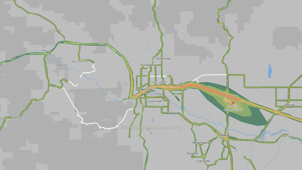 Canon City, CO Map of Noise Levels in Canon City