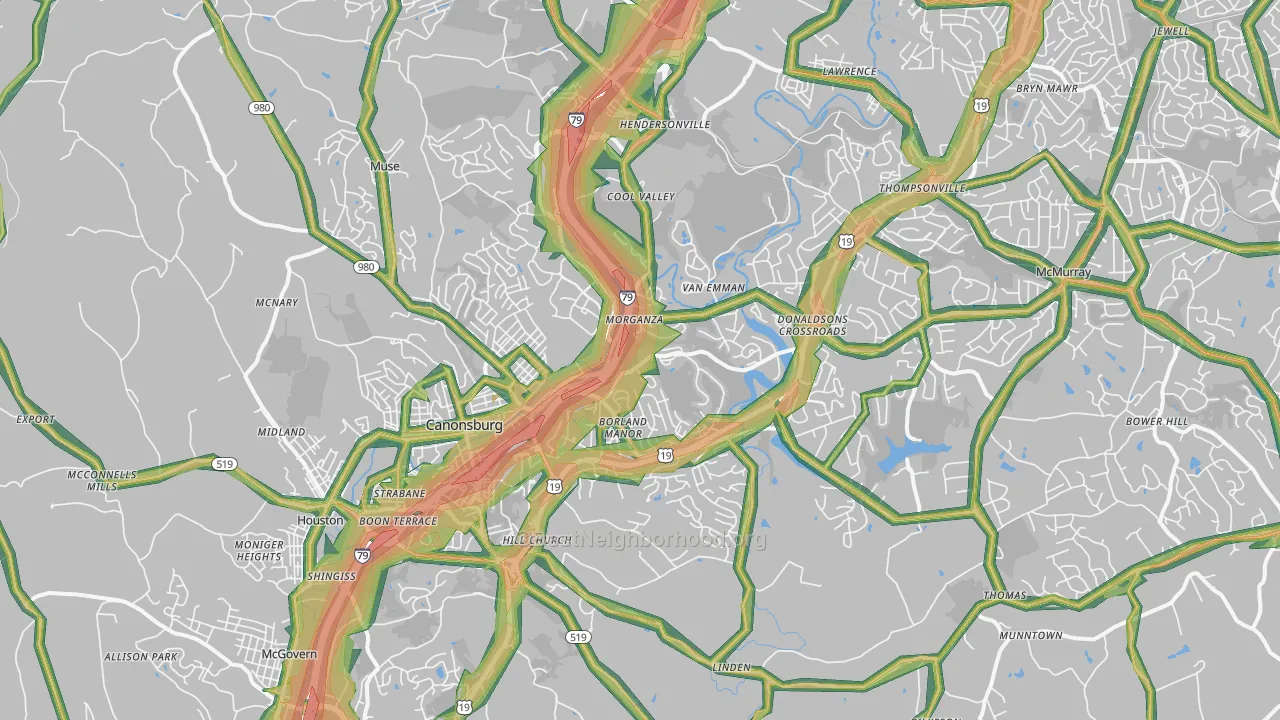 Canonsburg, PA Map of Noise Levels in Canonsburg