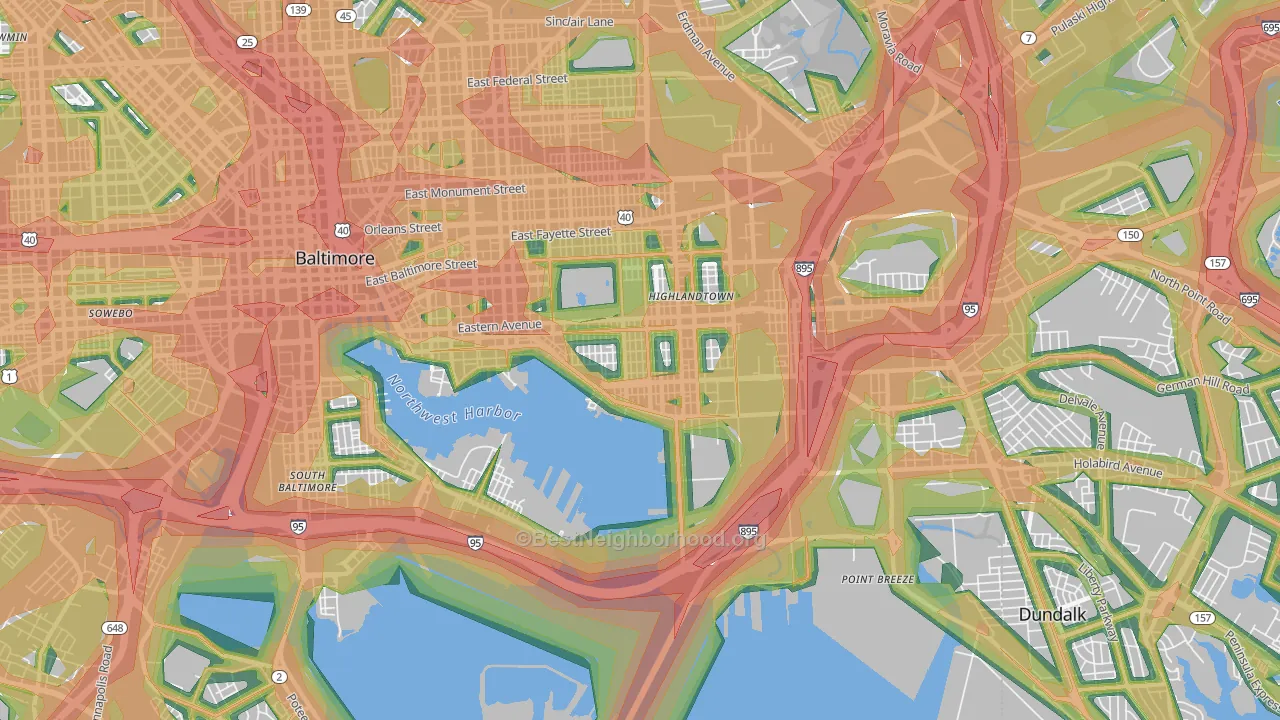 Canton, Baltimore, MD Map of Noise Levels in Canton