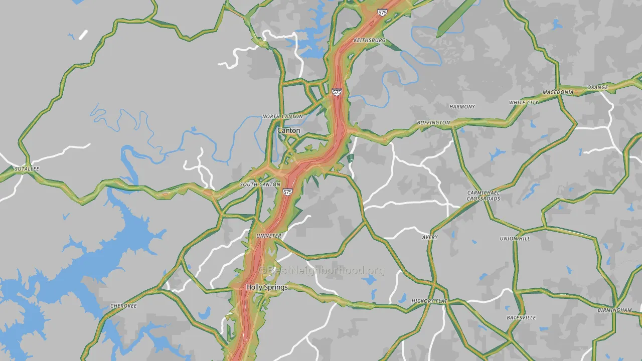 Canton, GA Map of Noise Levels in Canton