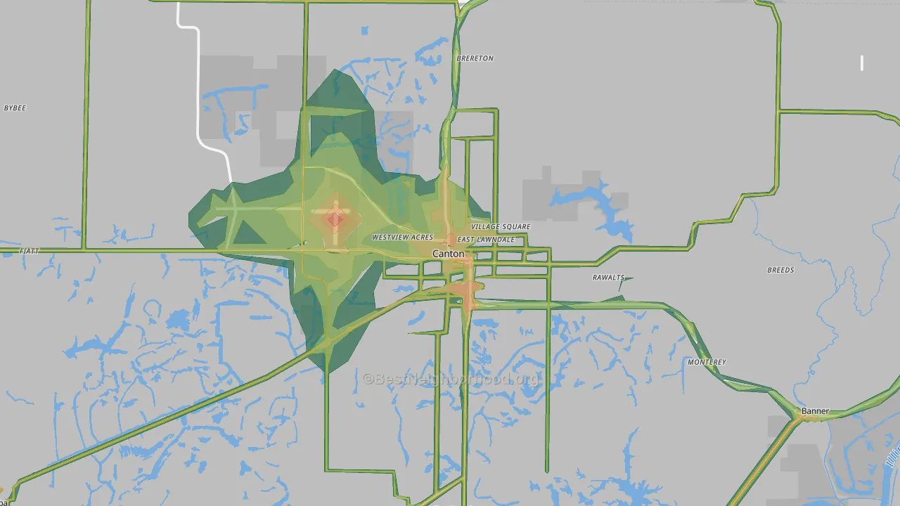 Canton, IL Map of Noise Levels in Canton