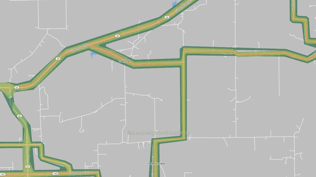 Canton, IN Map of Noise Levels in Canton