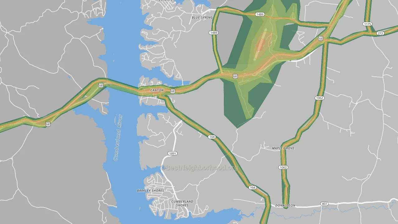 Canton, KY Map of Noise Levels in Canton