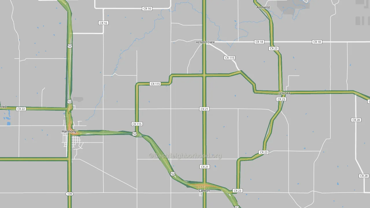 Canton, MN Map of Noise Levels in Canton