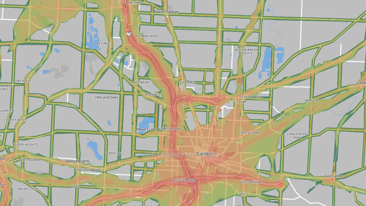 Canton, OH Map of Noise Levels in Canton