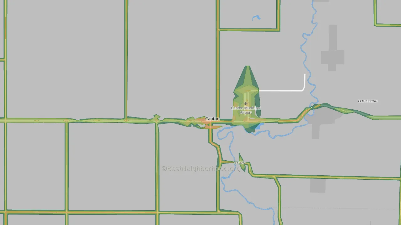 Canton, SD Map of Noise Levels in Canton