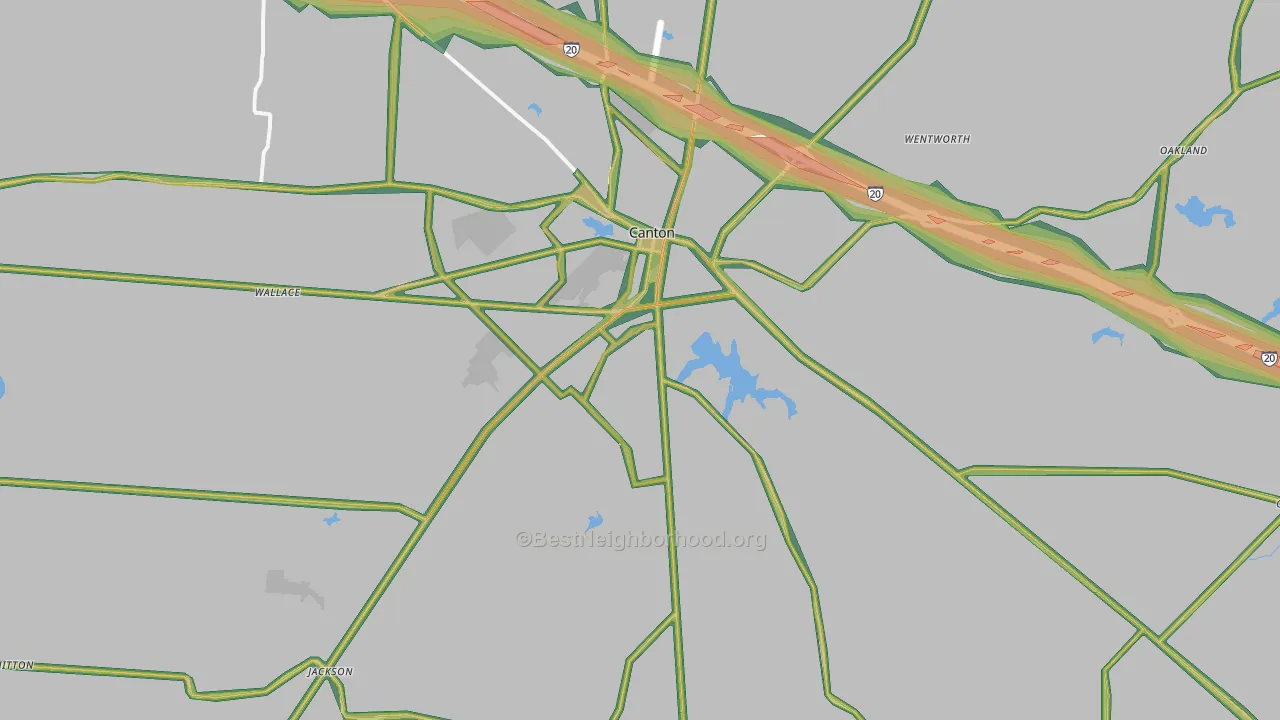 Canton, TX Map of Noise Levels in Canton