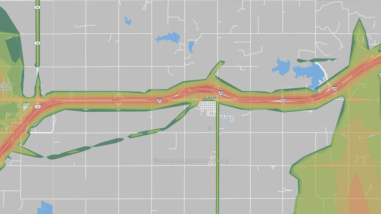 Canute, OK Map of Noise Levels in Canute