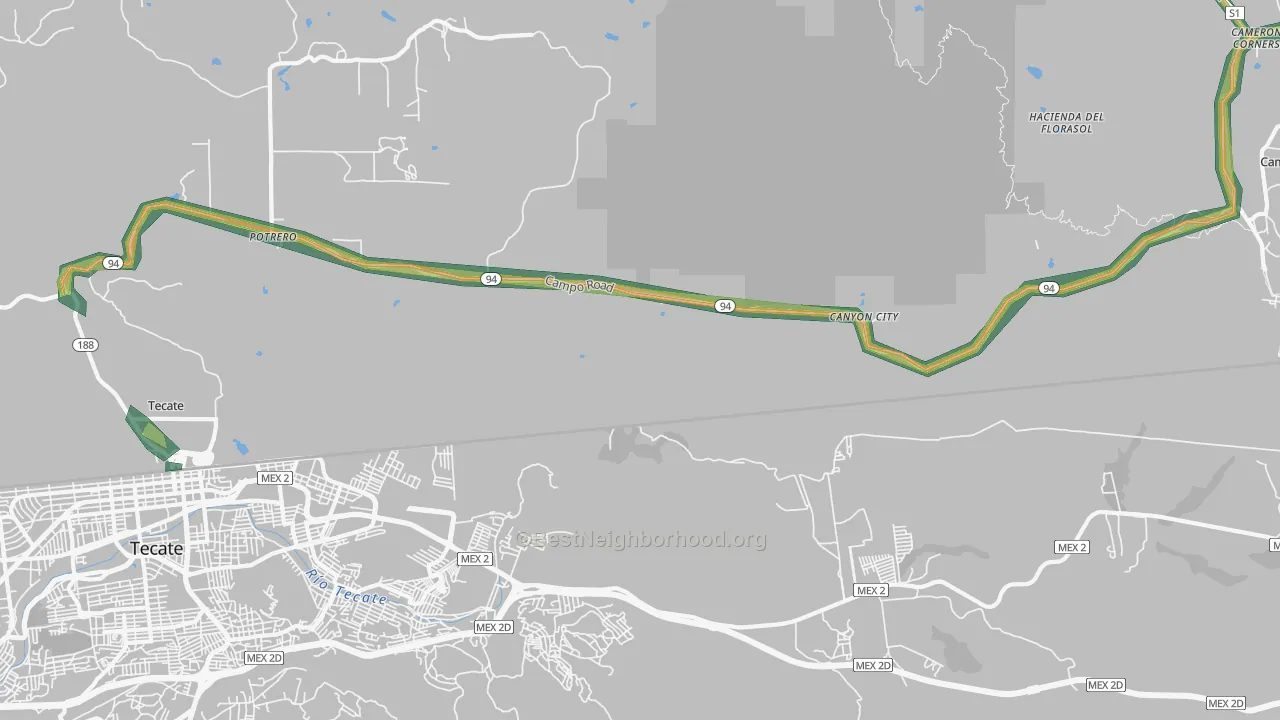 Canyon City, CA Map of Noise Levels in Canyon City