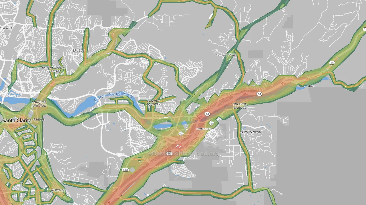 Canyon Country, CA Map of Noise Levels in Canyon Country