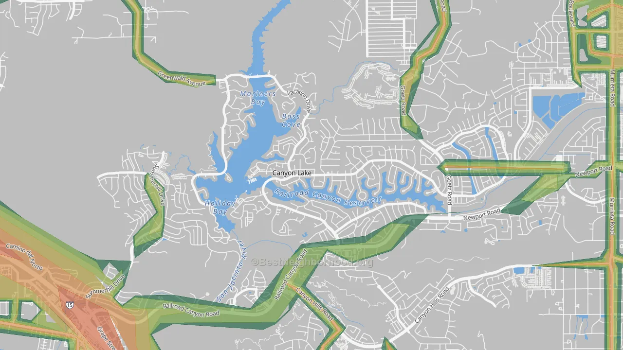 Canyon Lake, CA Map of Noise Levels in Canyon Lake