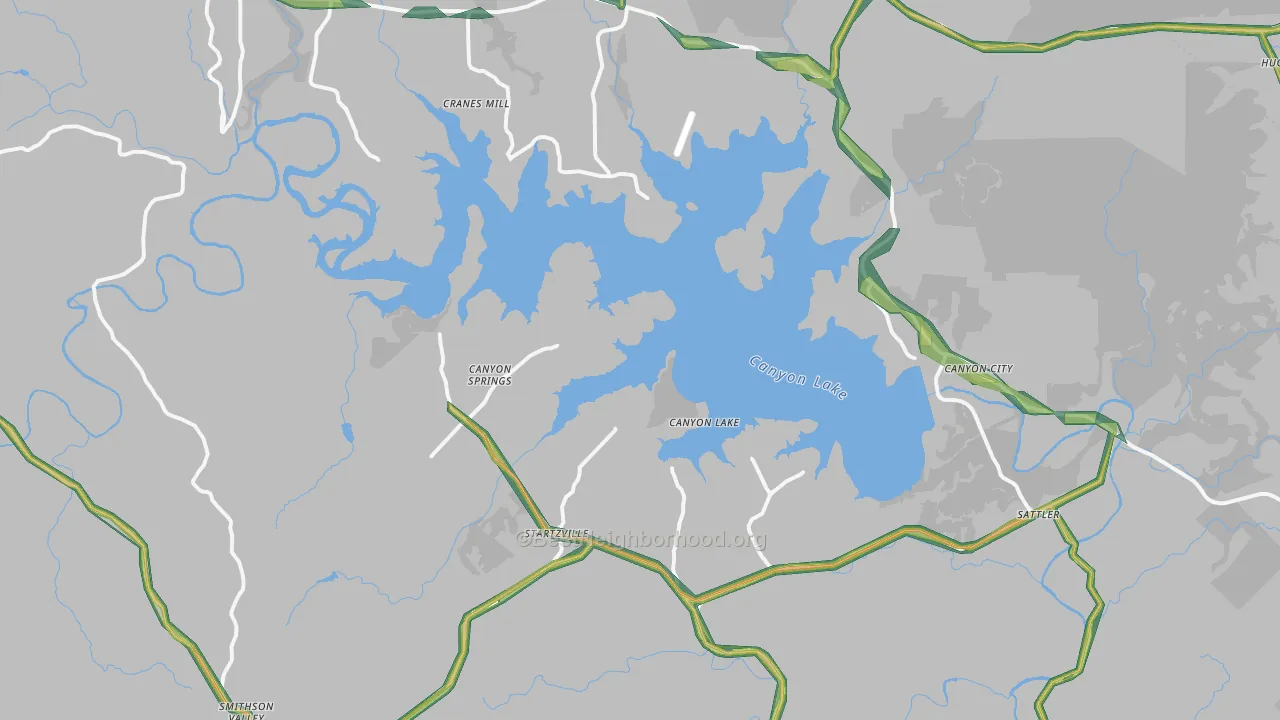 Canyon Lake, TX Map of Noise Levels in Canyon Lake