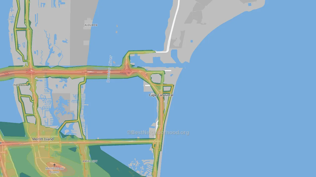 Cape Canaveral, FL Map of Noise Levels in Cape Canaveral