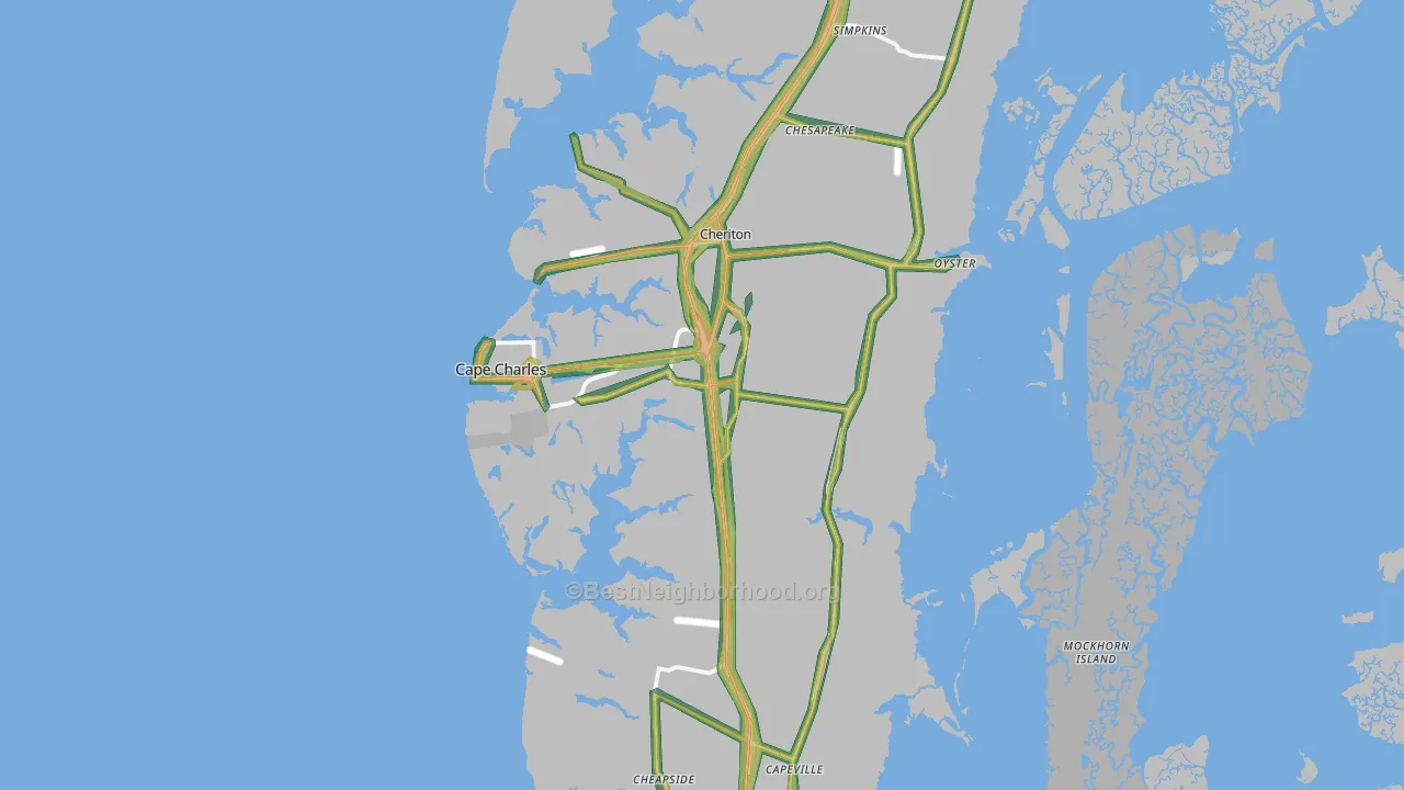 Cape Charles, VA Map of Noise Levels in Cape Charles