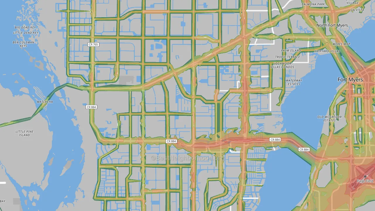 Cape Coral, FL Map of Noise Levels in Cape Coral