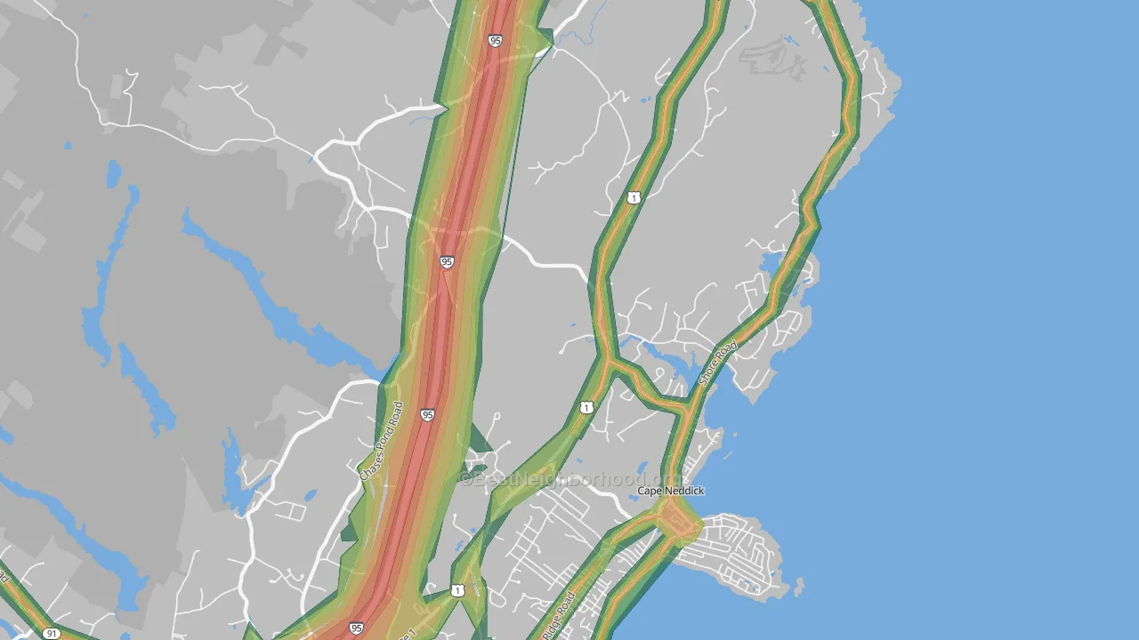 Cape Neddick, ME Map of Noise Levels in Cape Neddick