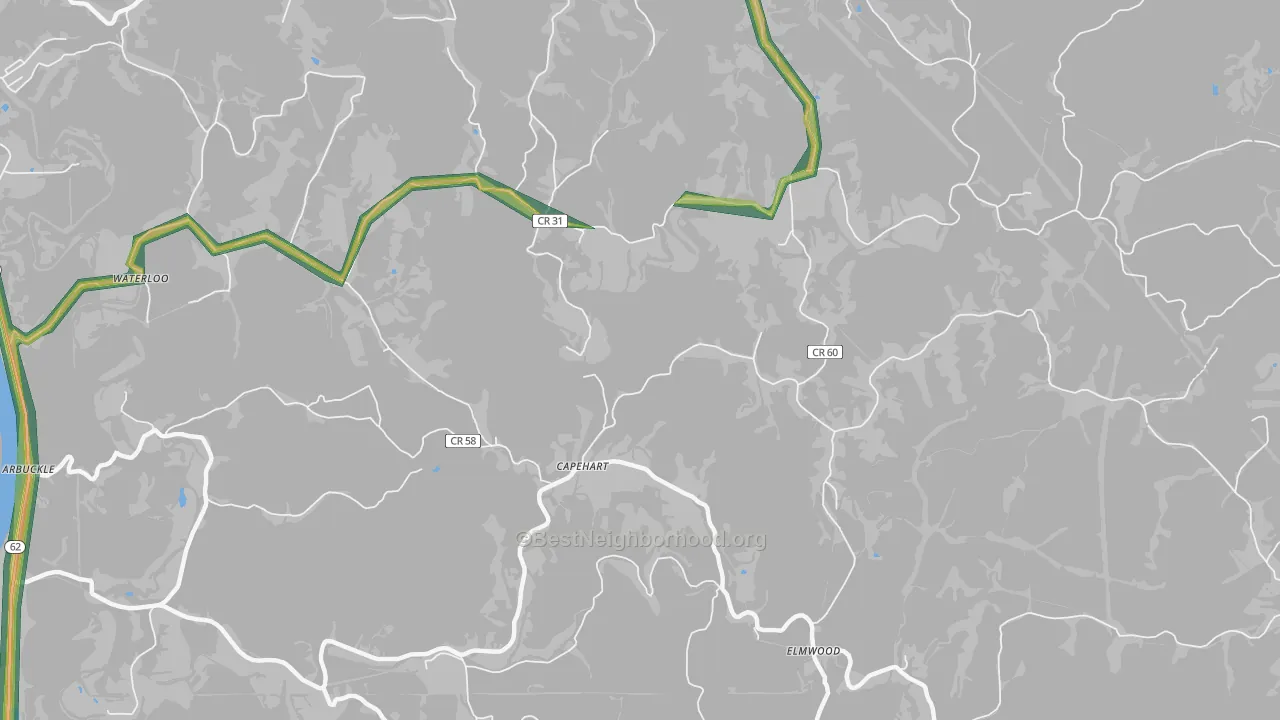 Capehart, WV Map of Noise Levels in Capehart