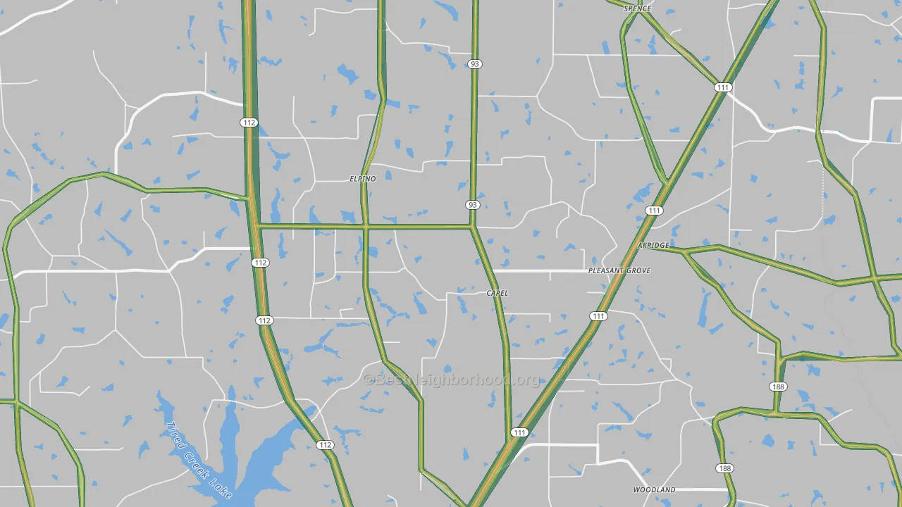 Capel, GA Map of Noise Levels in Capel