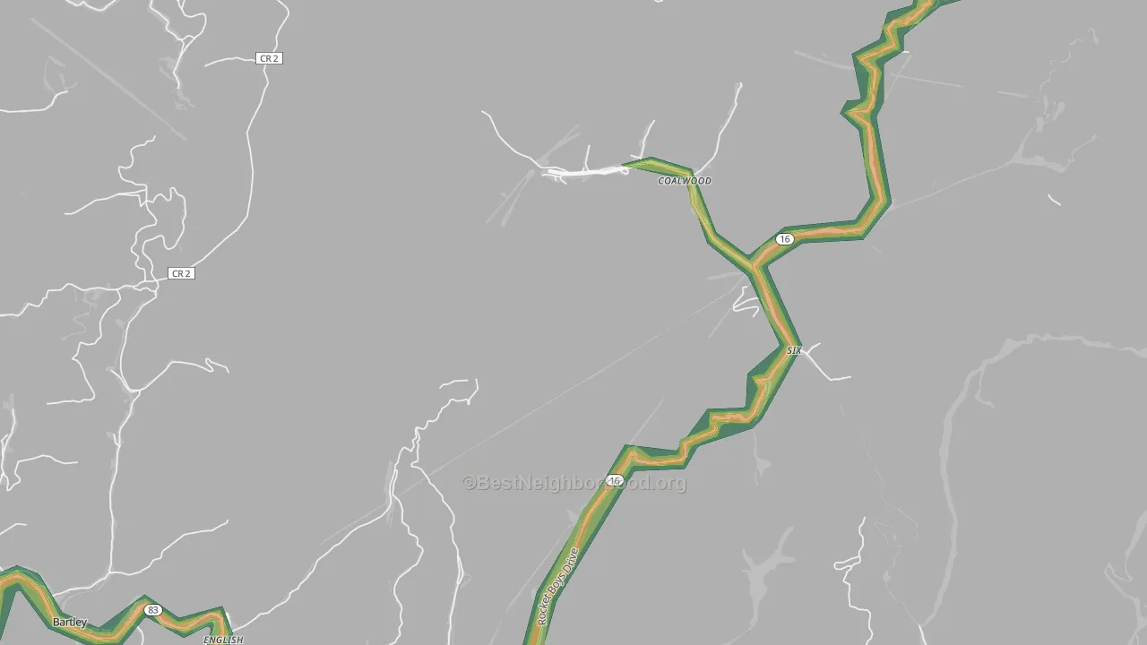Capels, WV Map of Noise Levels in Capels