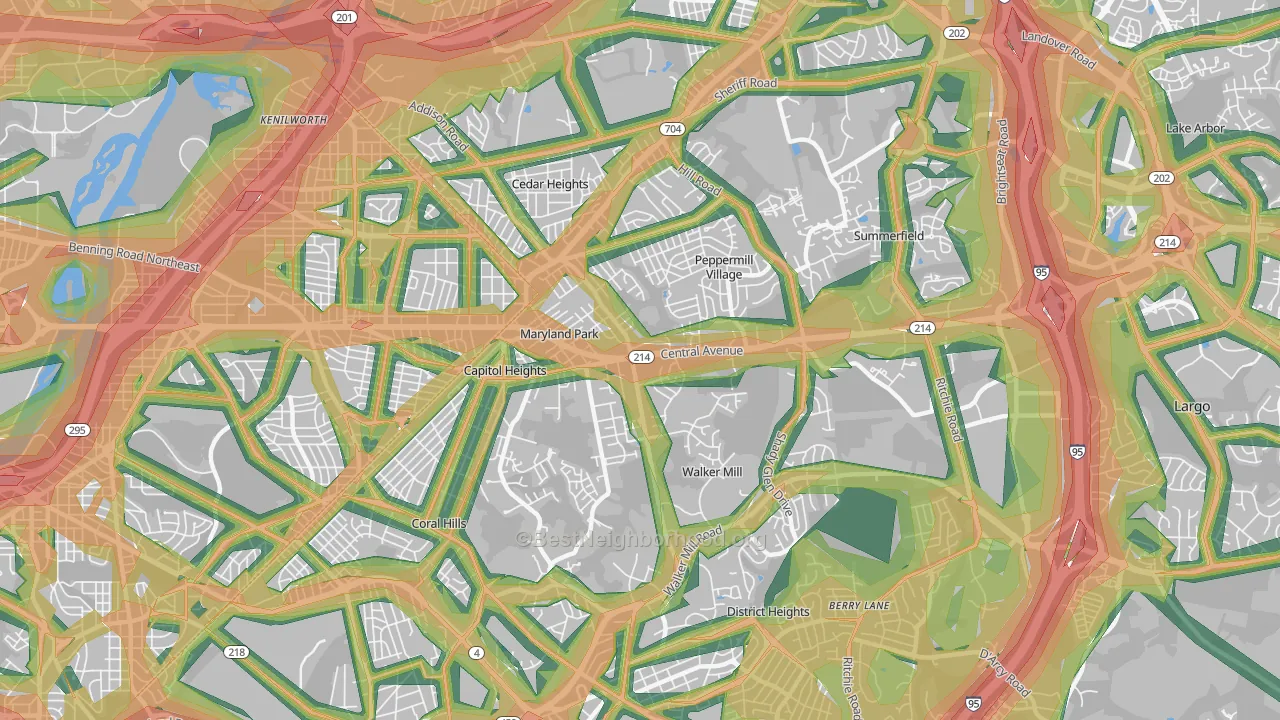 Capitol Heights, MD Map of Noise Levels in Capitol Heights