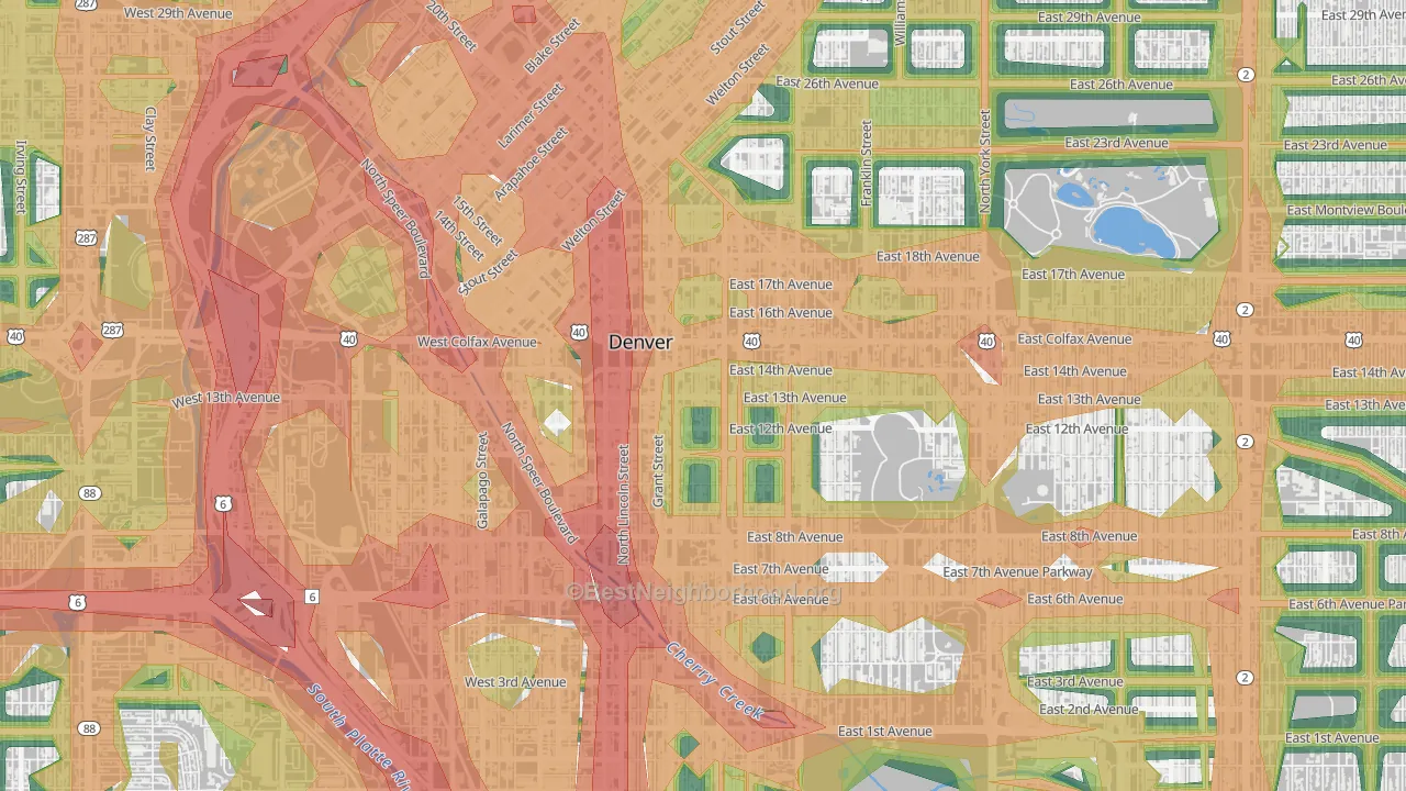 Capitol Hill, Denver, CO Map of Noise Levels in Capitol Hill
