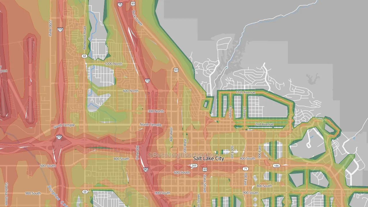 Capitol Hill, Salt Lake City, UT Map of Noise Levels in Capitol Hill