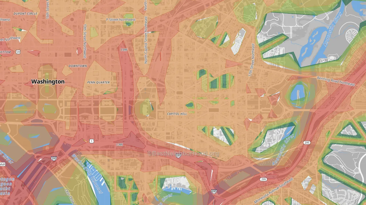 Capitol Hill, Washington, DC Map of Noise Levels in Capitol Hill