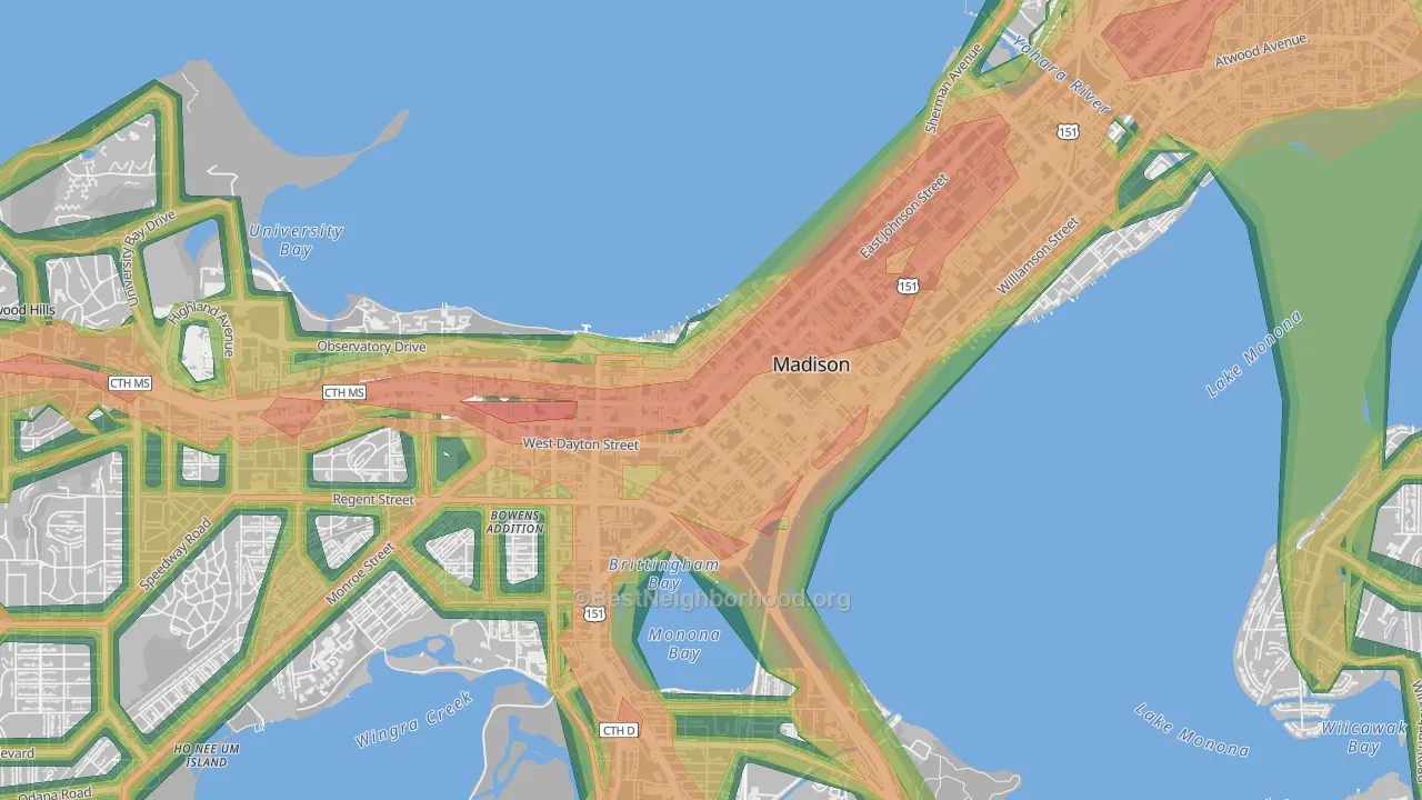 Capitol, Madison, WI Map of Noise Levels in Capitol