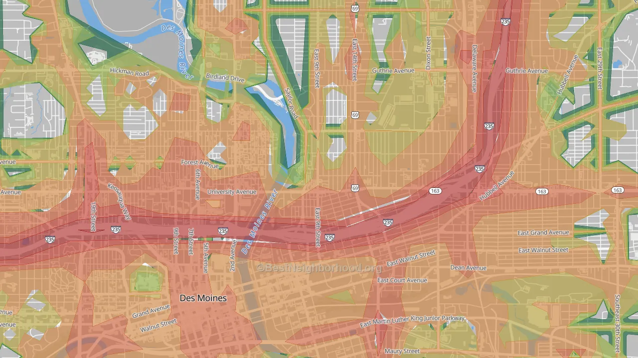Capitol Park, Des Moines, IA Map of Noise Levels in Capitol Park