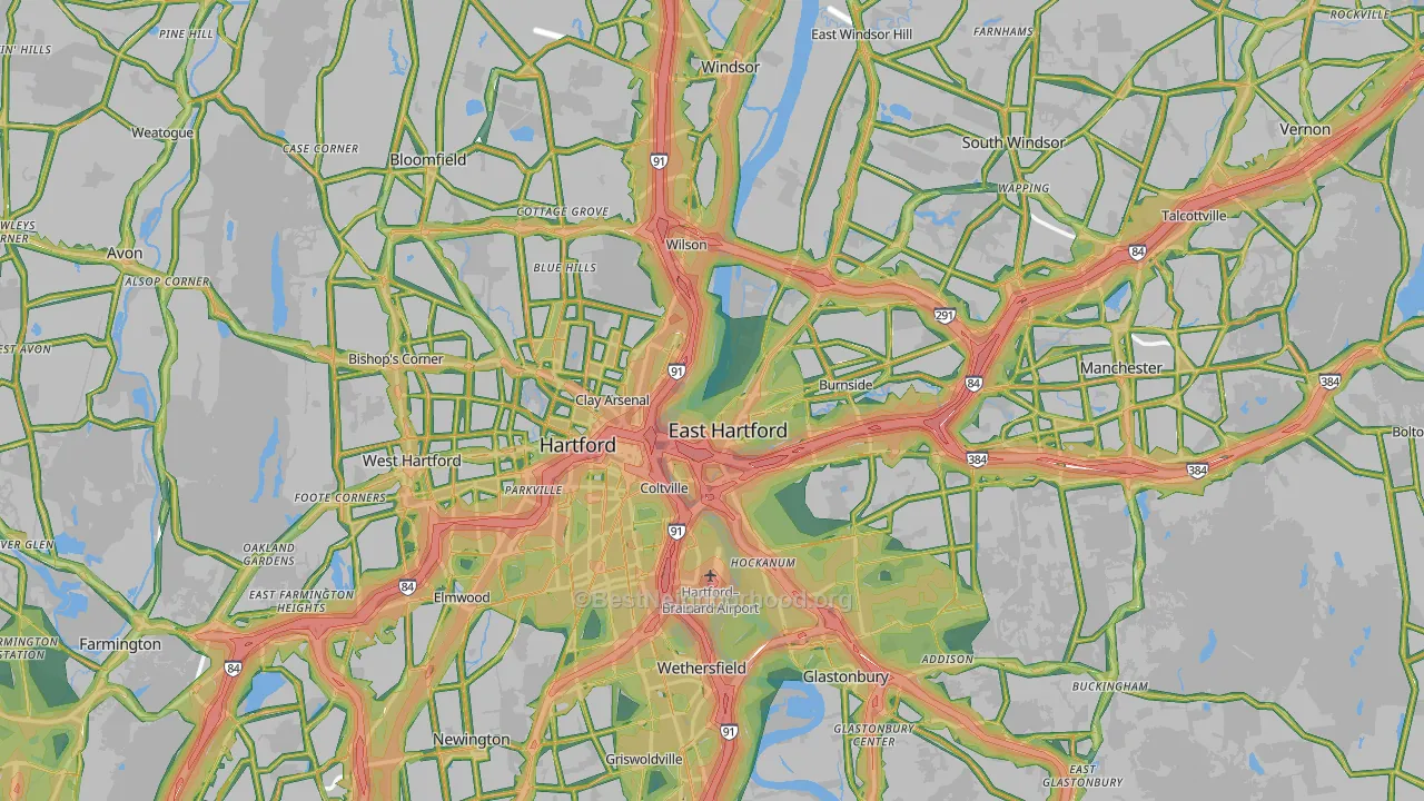 Capitol Planning Region, CT Map of Noise Levels in Capitol Planning Region