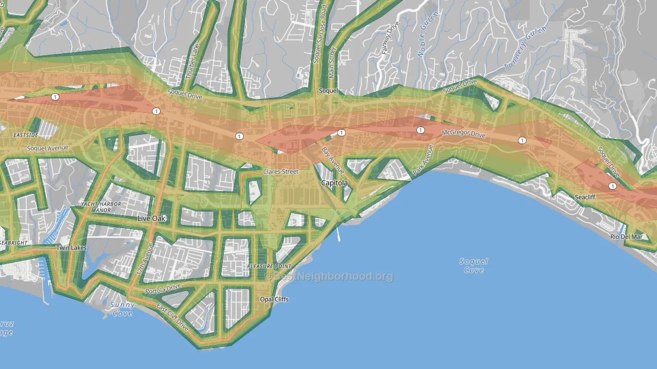Capitola, CA Map of Noise Levels in Capitola