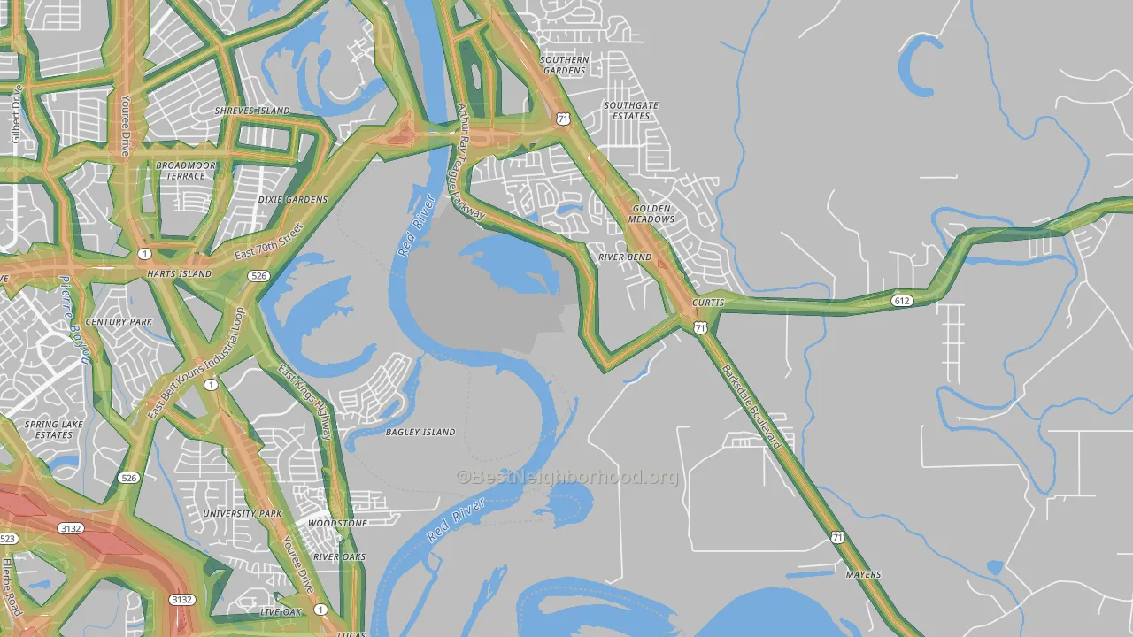 Caplis, LA Map of Noise Levels in Caplis