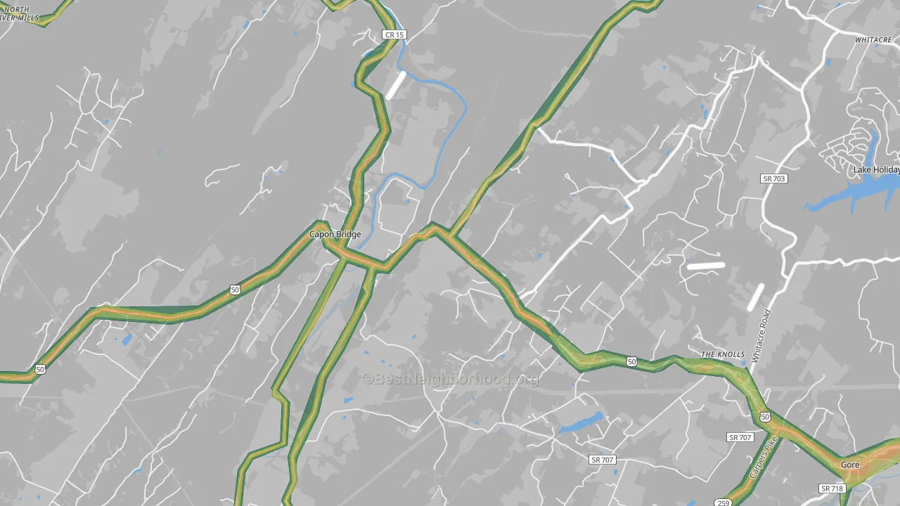 Capon Bridge, WV Map of Noise Levels in Capon Bridge