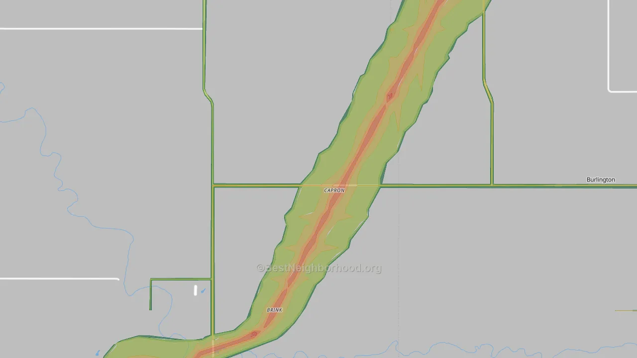 Capron, OK Map of Noise Levels in Capron