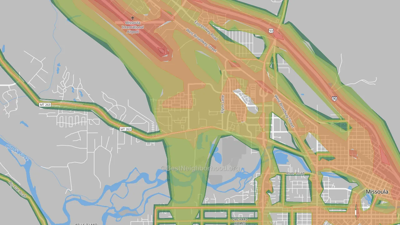 Captain John Mullan, Missoula, MT Map of Noise Levels in Captain John Mullan