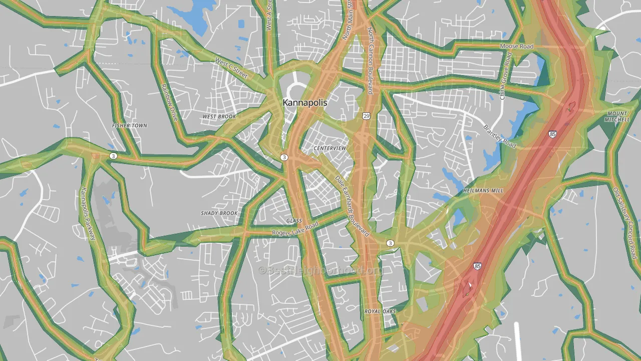 Car Town, Kannapolis, NC Map of Noise Levels in Car Town