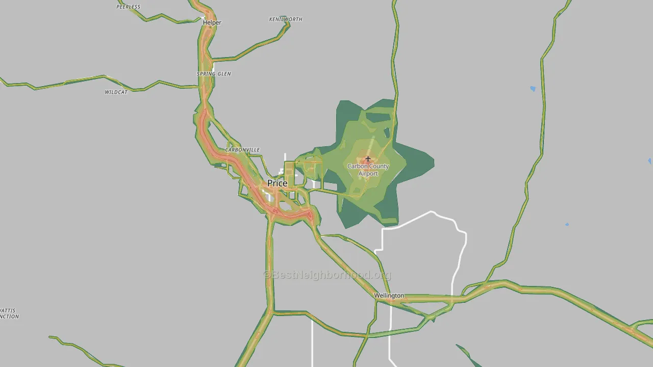 Carbon County, UT Map of Noise Levels in Carbon County