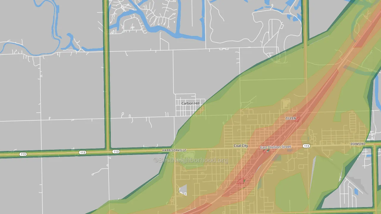Carbon Hill, IL Map of Noise Levels in Carbon Hill