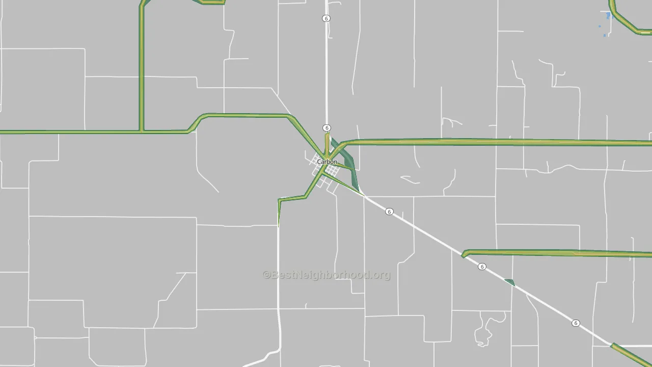 Carbon, TX Map of Noise Levels in Carbon