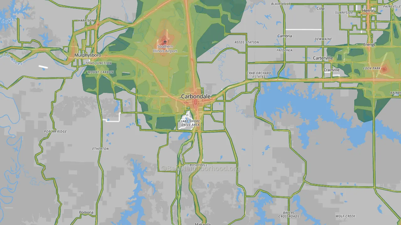Carbondale, IL Map of Noise Levels in Carbondale