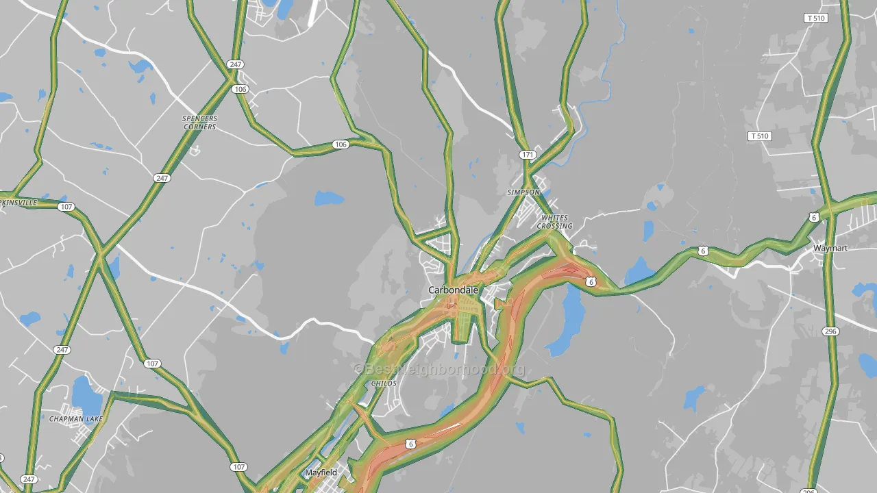 Carbondale, PA Map of Noise Levels in Carbondale