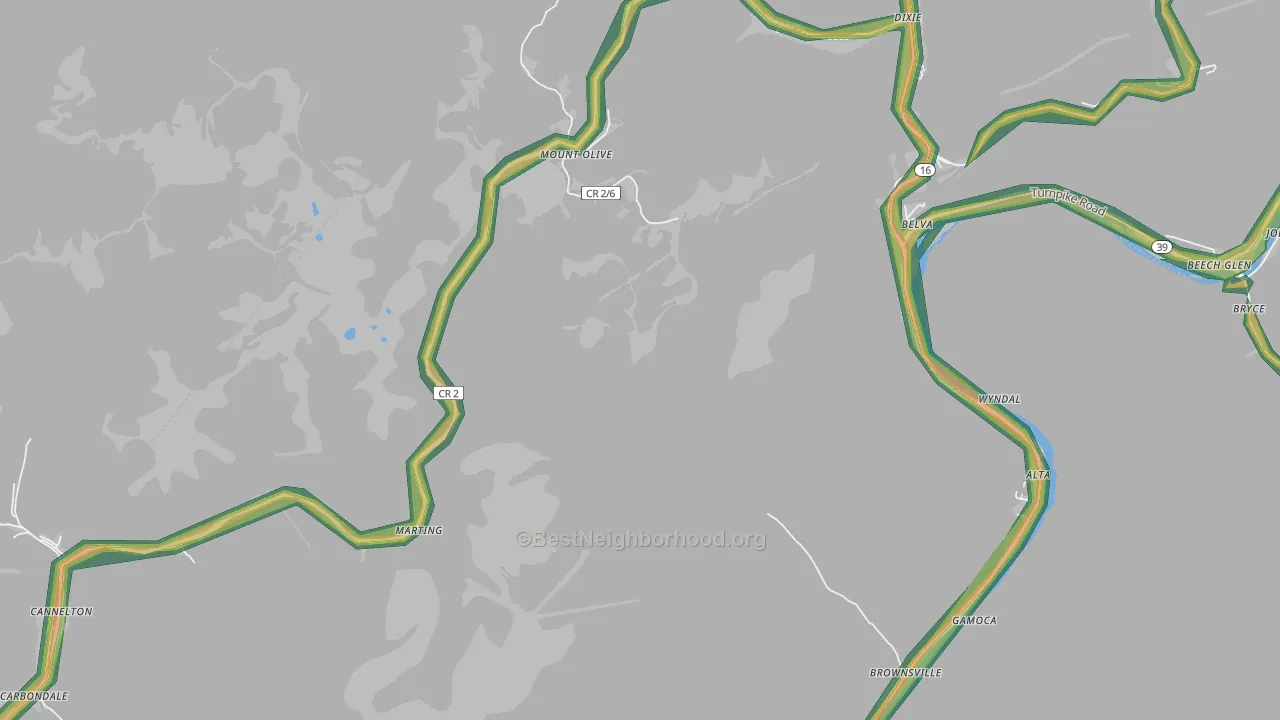 Carbondale, WV Map of Noise Levels in Carbondale