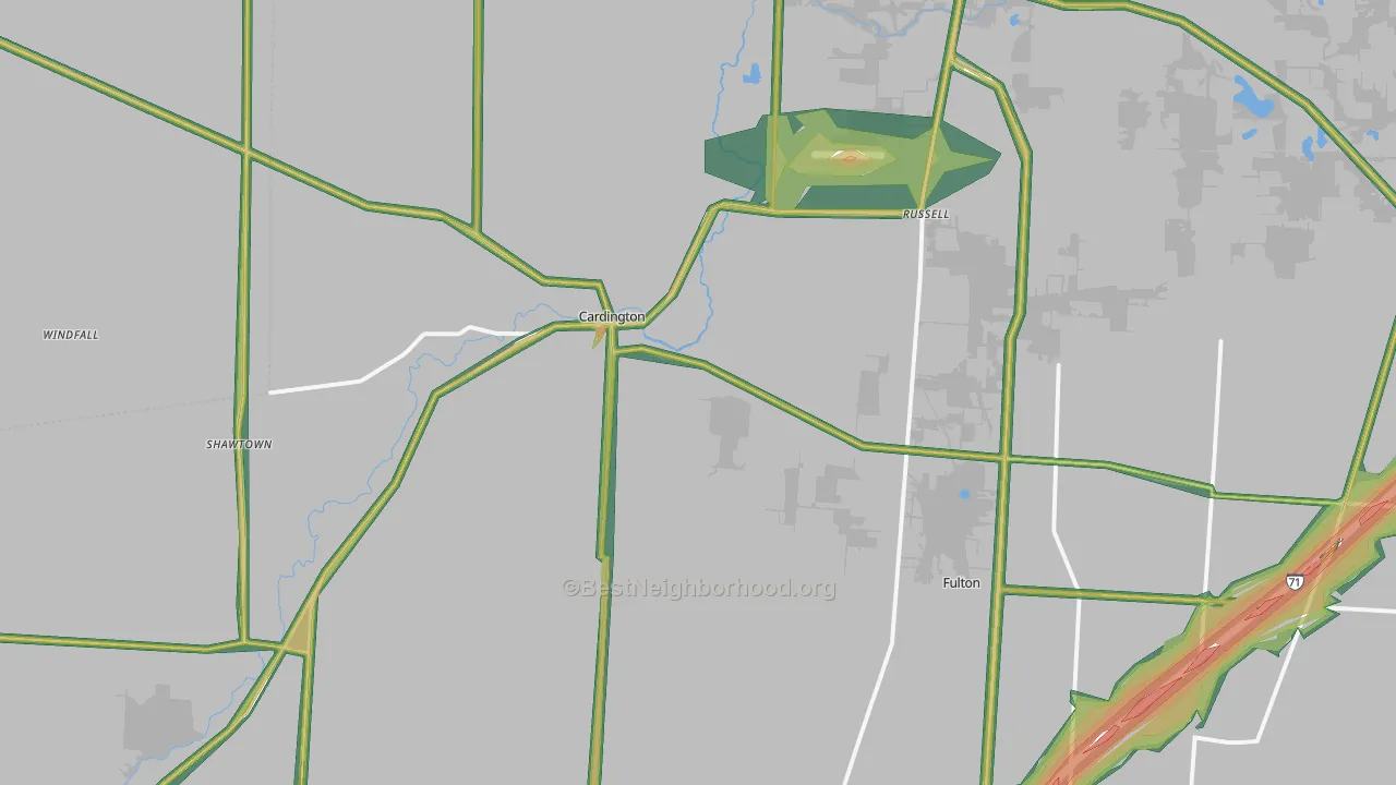 Cardington, OH Map of Noise Levels in Cardington