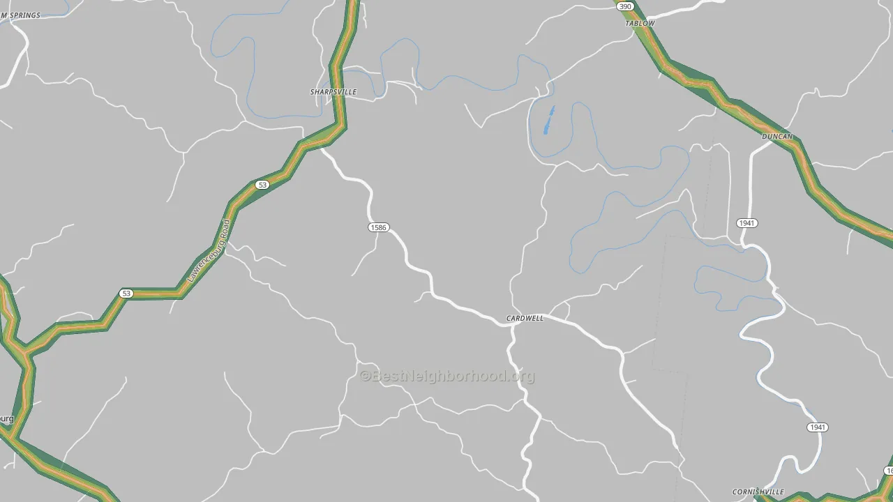 Cardwell, KY Map of Noise Levels in Cardwell