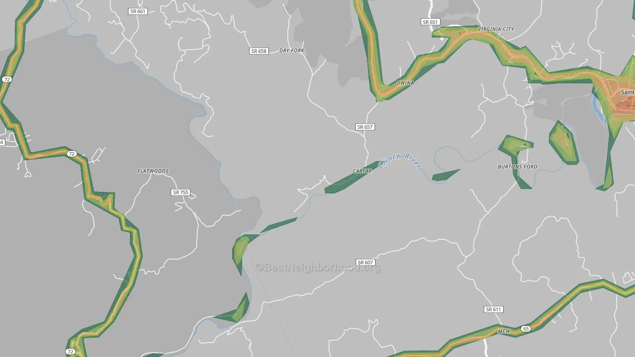Carfax, VA Map of Noise Levels in Carfax
