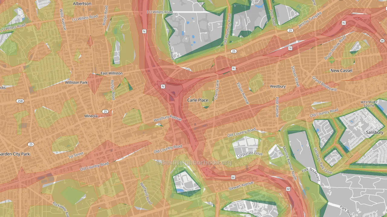Carle Place, NY Map of Noise Levels in Carle Place