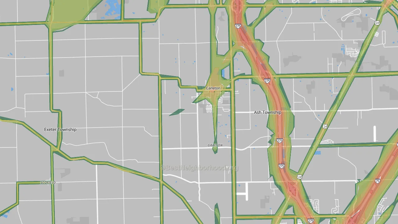 Carleton, MI Map of Noise Levels in Carleton