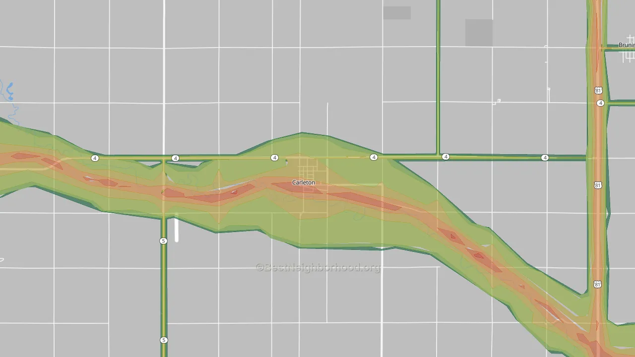 Carleton, NE Map of Noise Levels in Carleton