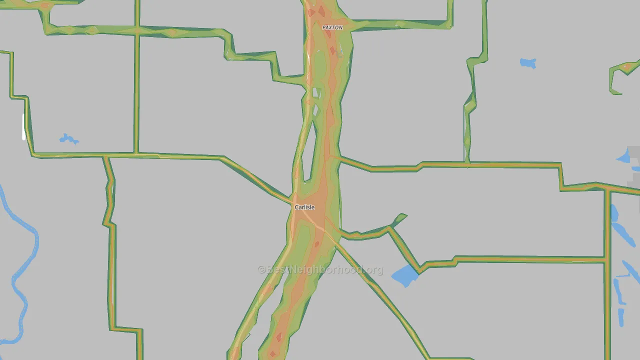 Carlisle, IN Map of Noise Levels in Carlisle